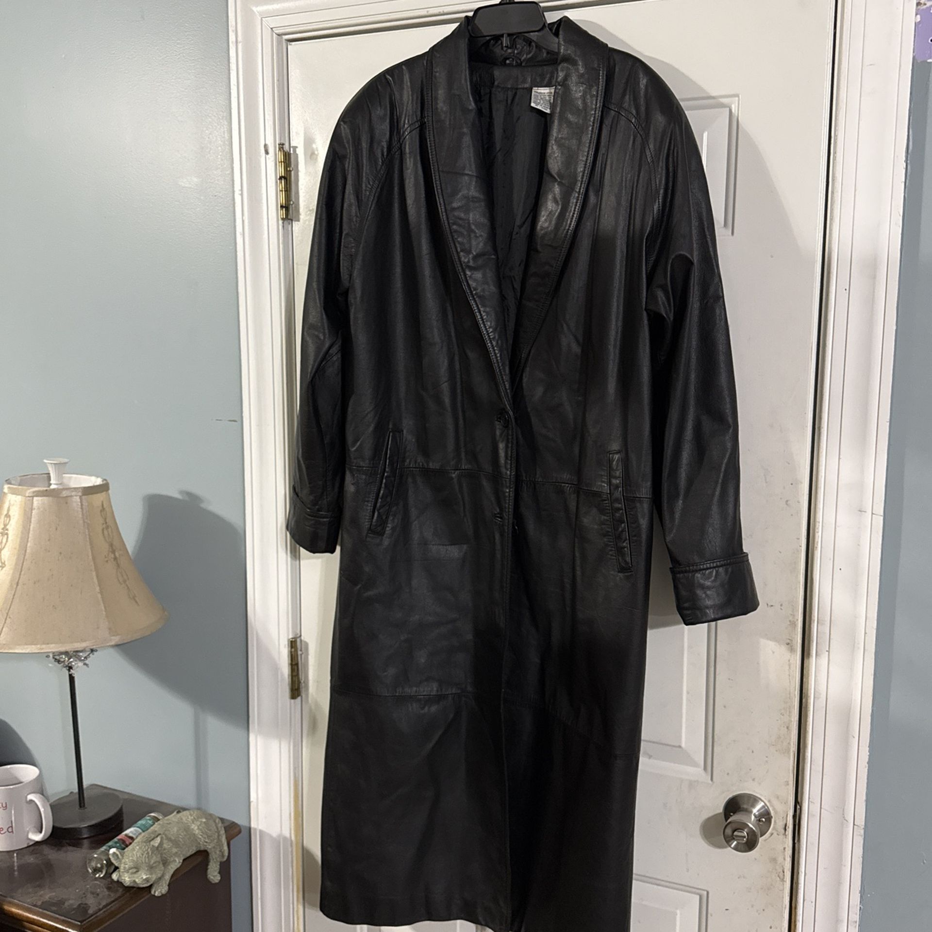 Womens Long Leather Coat A XL Tall