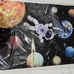 Space Birthday Decoration Includes Backdrop,candy Bags ,happy Birthday Banner ,center Pieces ,stars And Ballos