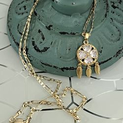 Dreamcatcher Small Pendant With Chain Necklace 20” 2mm
