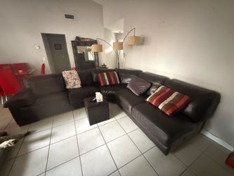 Sectional brown couch