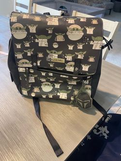 Grogu Petunia Pickles Diaper Bag In mint Condition Super Cute with Lots of  Compartments. For Boy Or Girl Black Color with some green .