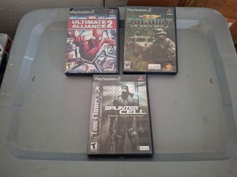 3 Ps2 Games, Splinter Cell Stealth Action, Marvel Ultimate Alliance 2, Socom 3