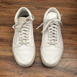 White Leather Vans Size 9 