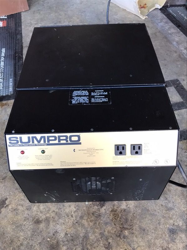 Sumpro model 75 backup 120v sump pump system. Inverter generator
