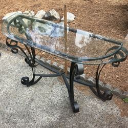 48x29x16” Elegant Wrought Iron Glass Top Entry/Console Table