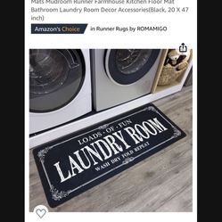 Black Laundry Room Floor Mat 