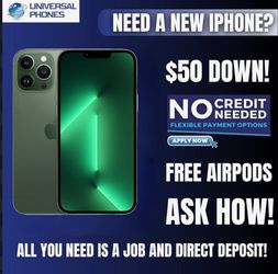 Apple iPhone 13 Pro Max Unlocked. Pay $50 today. Rest in payments.NO CREDIT CHECK, unlocked to all carriers and works internationally