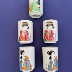 8- Porcelain Sake/ Tea Cups