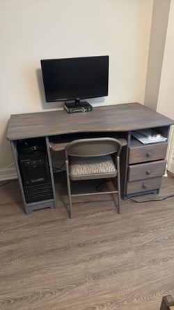 Gray Wood Computer Desk with matching Drawers