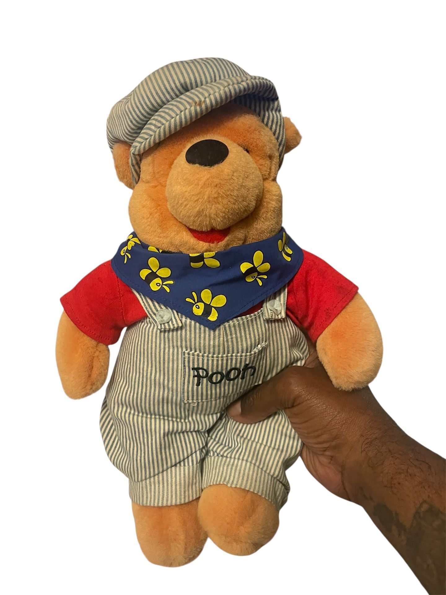 Winnie The Pooh CHOO CHOO POOH Plush Stuffed Toy Railroad Conductor Bee Overalls