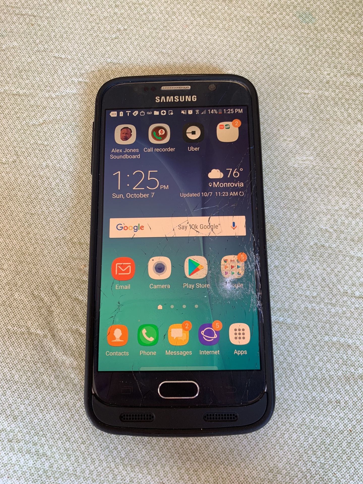Samsung galaxy S6 + Charging Phone Case - works great, just cracked
