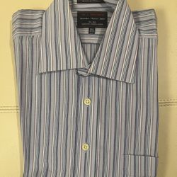 W.V.  Brown Button Up Striped Shirt Size 32/33