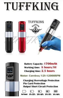 Brand New Tuffking II P2 Soldier Wireless Tattoo Pen + 25 Sterile Needle Cartridges