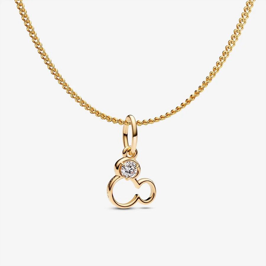 Pandora Mickey Mouse Silhouette Charm Necklace Set