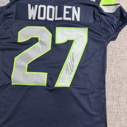 Tariq Woolen Signed Autograph Custom Jersey - Beckett Coa- Seattle Seahawks