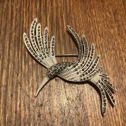 Hummingbird, Judith Jack , Sterling Silver,  Marcasite,  Ruby Eye Brooch