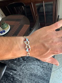Marahlago Rare Retired Larimar/ Abalone 925 Sterling Silver Bracelet
