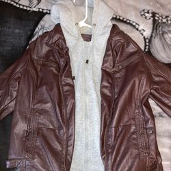 Brown Faux Leather Jacket 