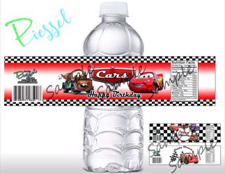Cars Themed Water Labels