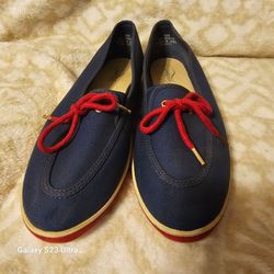 Grasshoppers Navy Canvas Slip-On Flats Size 10