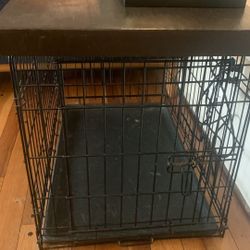 Wire Dog Crate With Wood Lid For Shelving