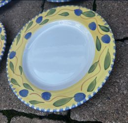 Pier 1 Palermo Made In Italy 2002 Vintage Deep Plates Bowls & Small Cake Plate Dinnerware Set🍽️ 