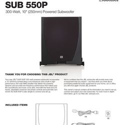 JBL Sub 550P High-Performance 10" Powered Subwoofer Sealed Enclosure with Built-in 300-Watt RMS Amplifier