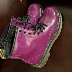 Dr Martens Doc Martens Kids Purple Patent Leather Delaney Lace Up Boot 3