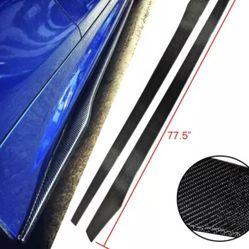 Universal Fit Most Car 77.5 Inch Side Skirts Extension Flat Bottom Line Carbon