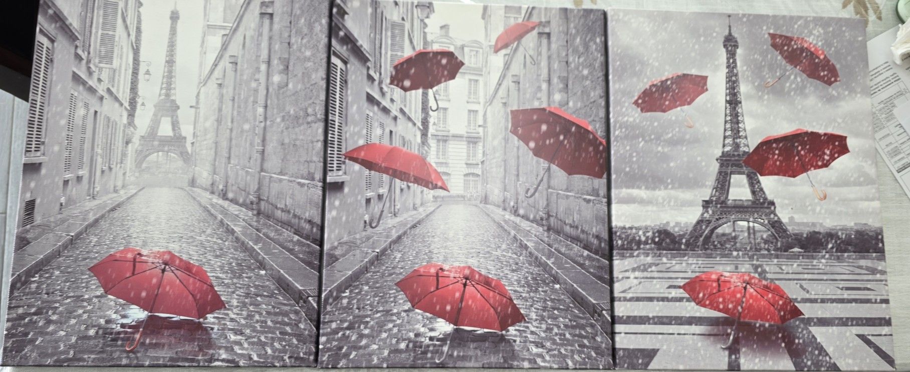 Paris Streets With Red Umbrellas Canvas