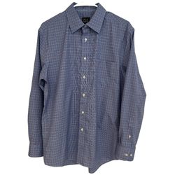 JoS A Bank Mens M Traveler Button Up Shirt Tailored Fit Blue Plaid Cotton