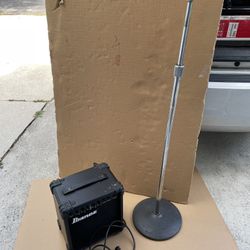 Ibanez IBZ10B BASS AMP Bass Combo Amplifier And Microphone Stand Used Condition. $20 Both Firm On Price
