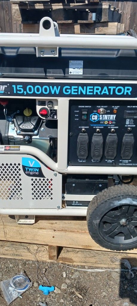 GENERATOR PULSAR 15000 WATTS DUAL FUEL PUSH BUTTON START AND CO ALERT