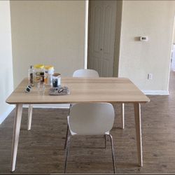 IKEA Log white table with 2 chairs