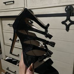 Victorias Secret  Black Suede Like Heels Size 7 1/2