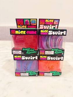 NeeDoh Nice Cube Swirl Super Solid Squish Purple Pink Brand New Nee Doh Authentic Super Squeeze!