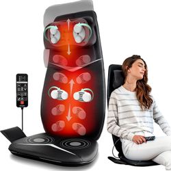Zyllion Shiatsu Neck and Back Massager with Heat for Chair - 3D Electric