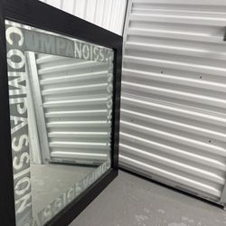 Framed Art Mirror – “Compassion / Passion” Typography (35”x35”) 🪞 $100 OBO (Originally ~$800)