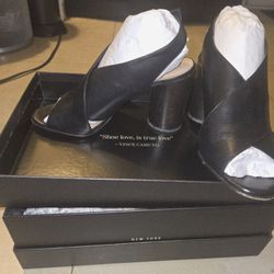 VC John Camuto Round Heel Black Sandals (Women's 7.5M) Wrap Instep Slingback