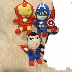 Superheroes Plush Clip Keychains 