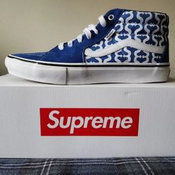 Vans X Supreme Mid Monogram S Royal/White Size 10.5