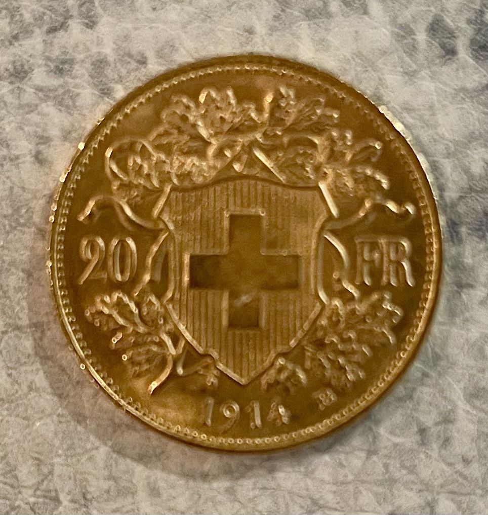 1914 20 Gold Franc