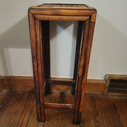 Vintage Bamboo End Table Or Plant Stand