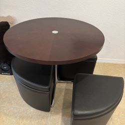 Modern Coffee Table w/ 4 Storage Ottomans – Space Saving