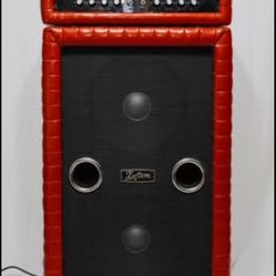 🎸Kustom TRB400 Hybrid Bass Amp + Kustom 2x15 Cab (1(contact info removed) Reissue) Red Sparkle Tuck & Roll