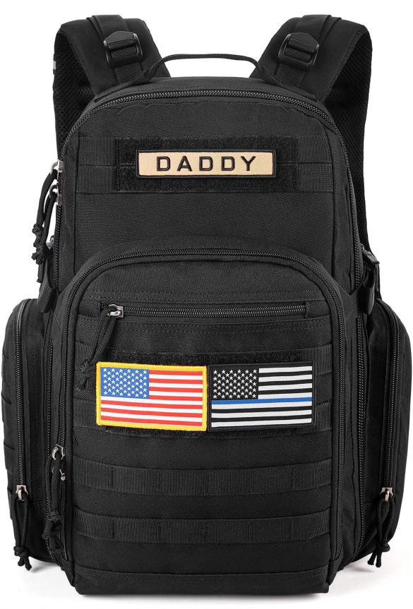 New: Diaper Bag for Dad, Military Diaper Bag Backpack, Multifunction Diaper Bag with Flag Patch