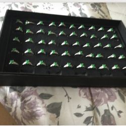 Wholesale 60 Mixed Size Green Cat’s Eyes Ring
