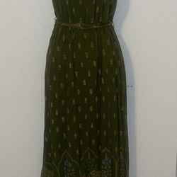 NWOT Lapogee dress sleeveless Indian style green size S