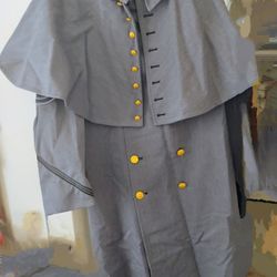 Vintage West Point Men's Grey Double Breasted Military Coat 