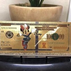 Minnie Mouse (Disney) 24k Gold Foil Plated Banknote